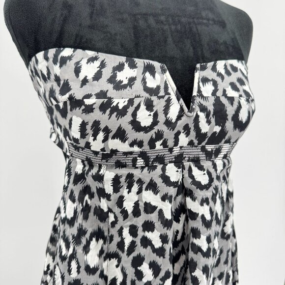 Diane Von Furstenberg Krystle Spotted Cat Strapless Maxi Dress NEW L Black White - Picture 3 of 8